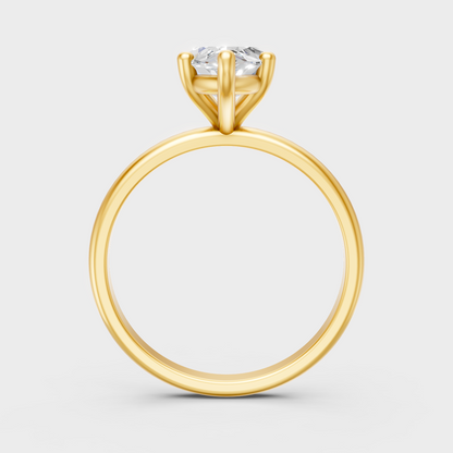 Radiant Yellow Gold Ring With Hallmarked Marquise Lab-Grown Diamond Detail