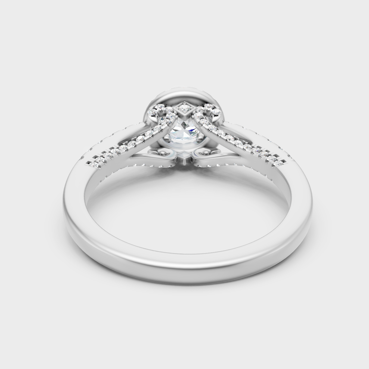 14K White Gold Round-Shaped Lab-Grown Diamond Halo Ring With Hallmark Quality
