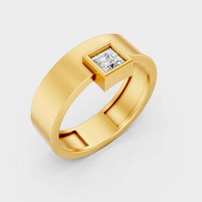 9K Yellow Gold Princess-Shaped Lab-Grown Diamond Men’s Ring For Ethical Luxury