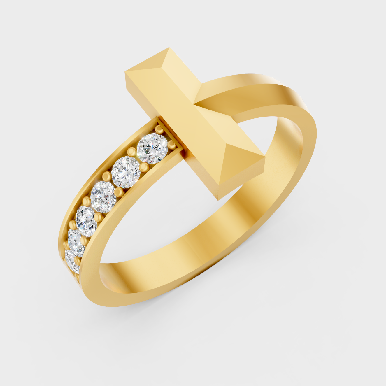 9K Yellow Gold Round-Shaped Lab-Grown Diamond Men’s Ring For Ethical Luxury