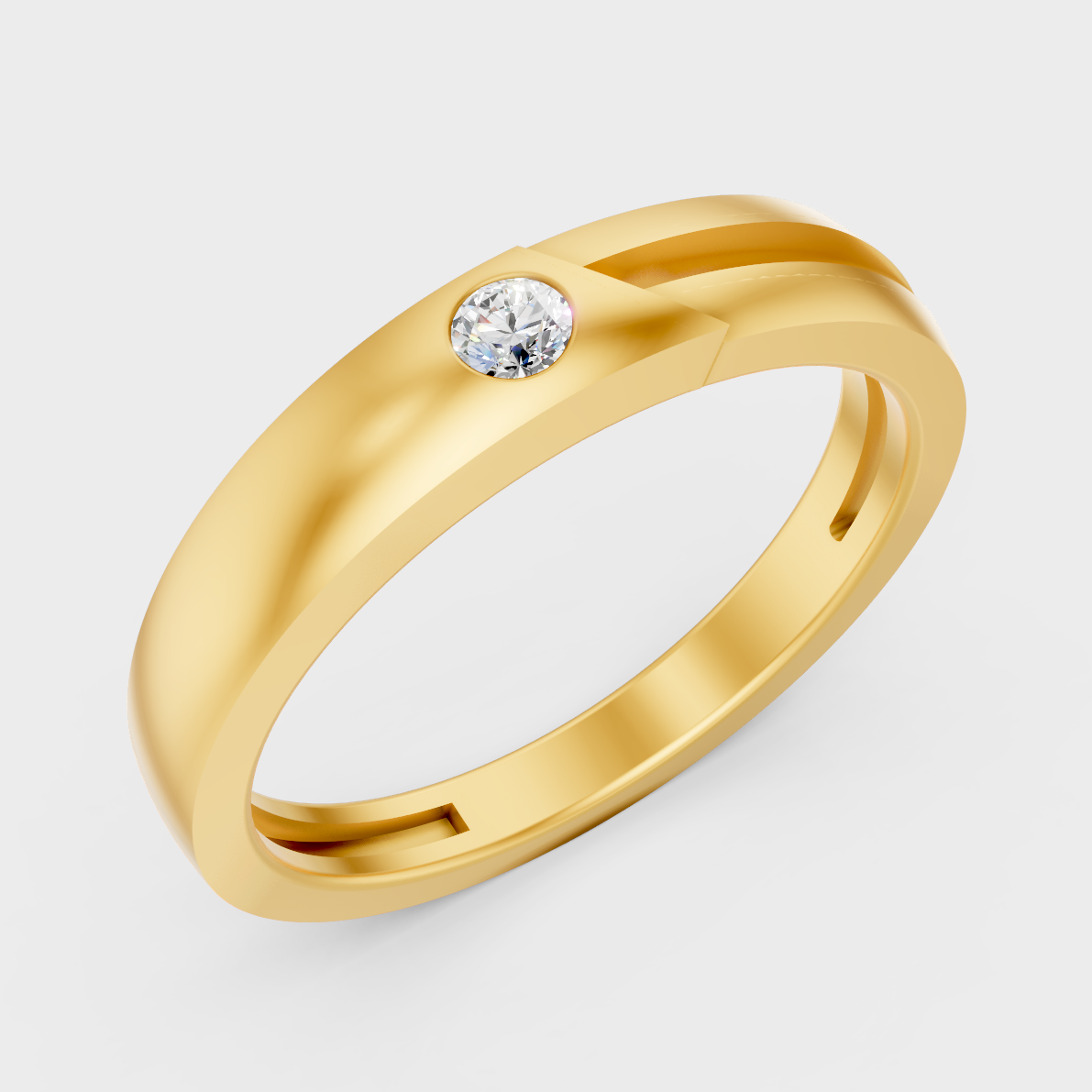  9K Yellow Gold Round-Shaped Lab-Grown Diamond Men’s Ring For Ethical Luxury