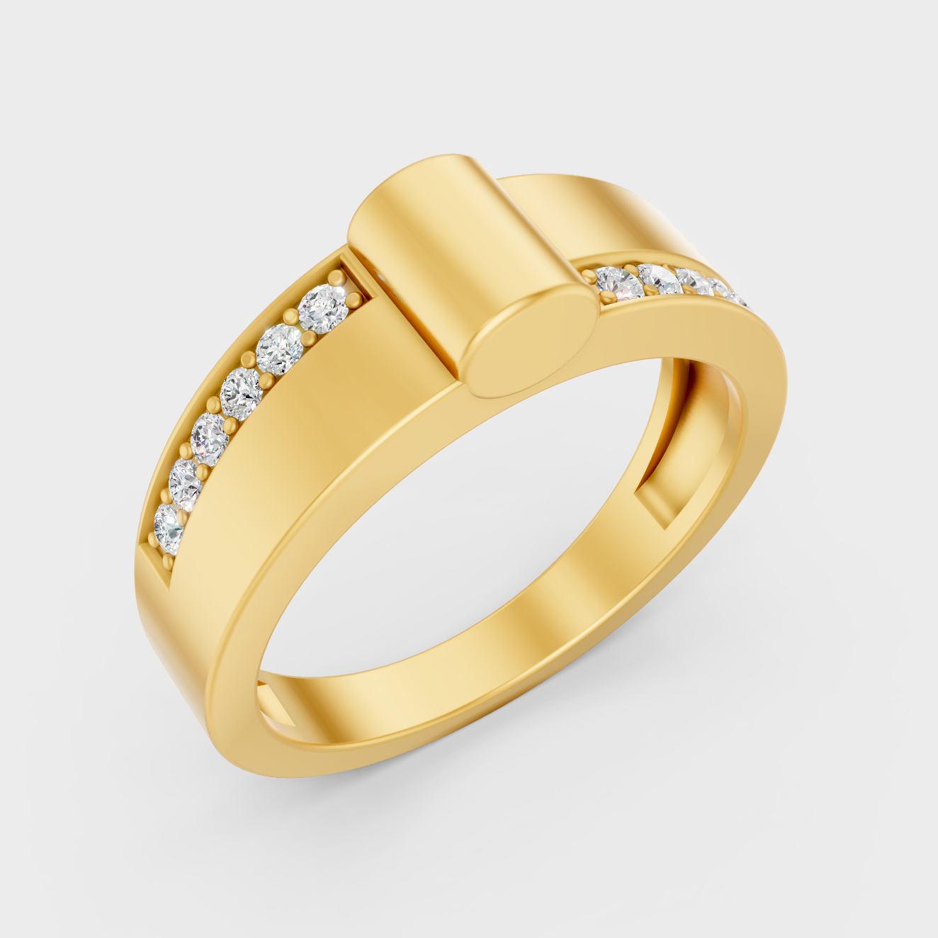  9K Yellow Gold Round-Shaped Lab-Grown Diamond Men’s Ring For Ethical Luxury