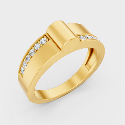  9K Yellow Gold Round-Shaped Lab-Grown Diamond Men’s Ring For Ethical Luxury