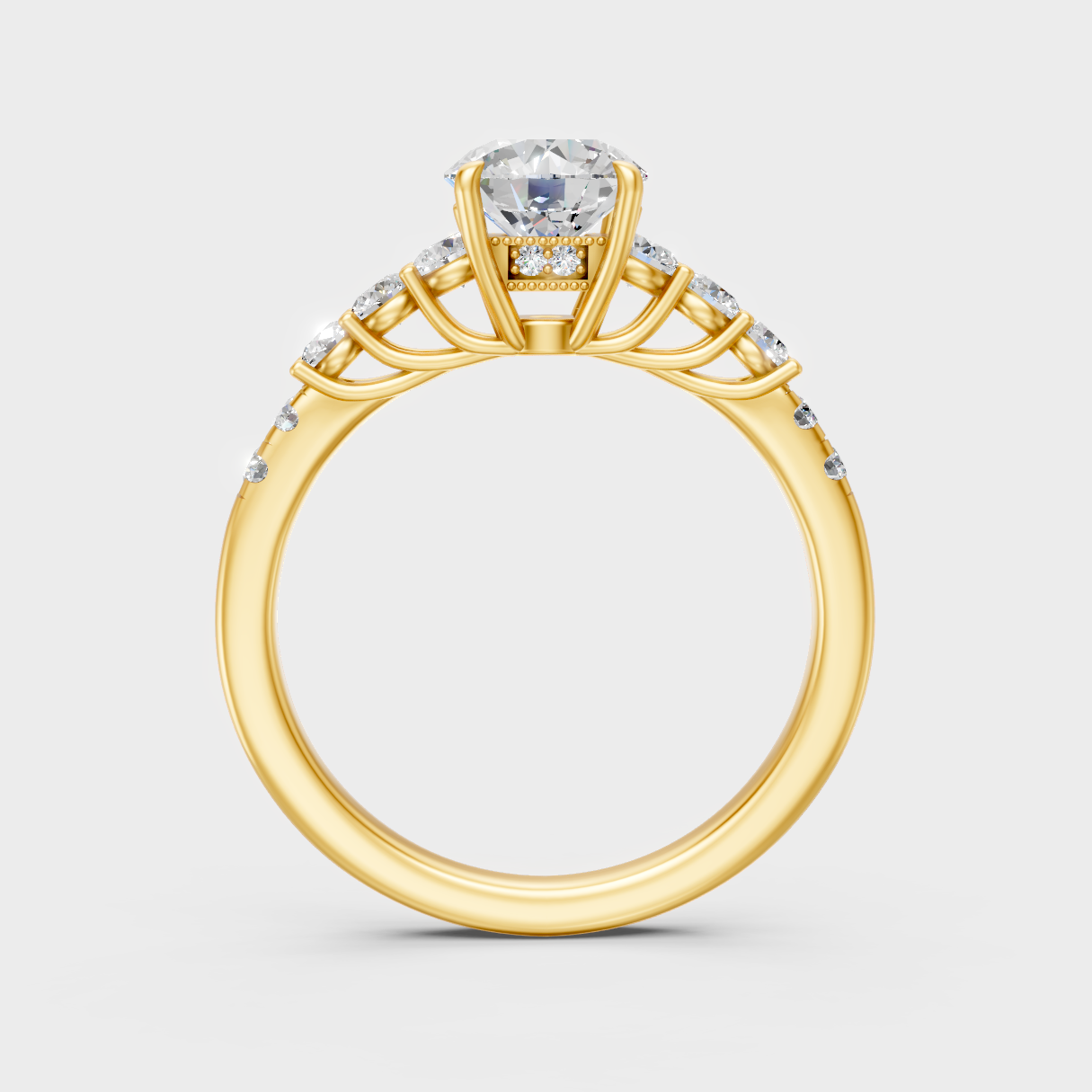 Hallmarked 18K Yellow Gold Twist Ring With Brilliant Total Lab Diamond Weight