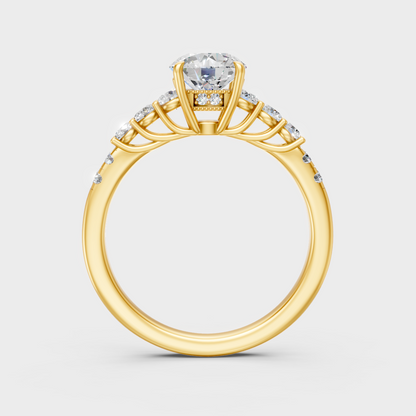 Hallmarked 18K Yellow Gold Twist Ring With Brilliant Total Lab Diamond Weight