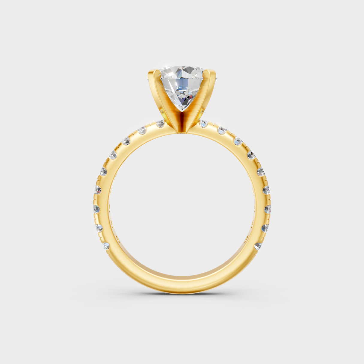 Hallmarked 18K Yellow Gold Ring With Certified Round Lab-Grown Diamond