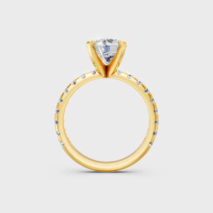 Hallmarked 18K Yellow Gold Ring With Certified Round Lab-Grown Diamond