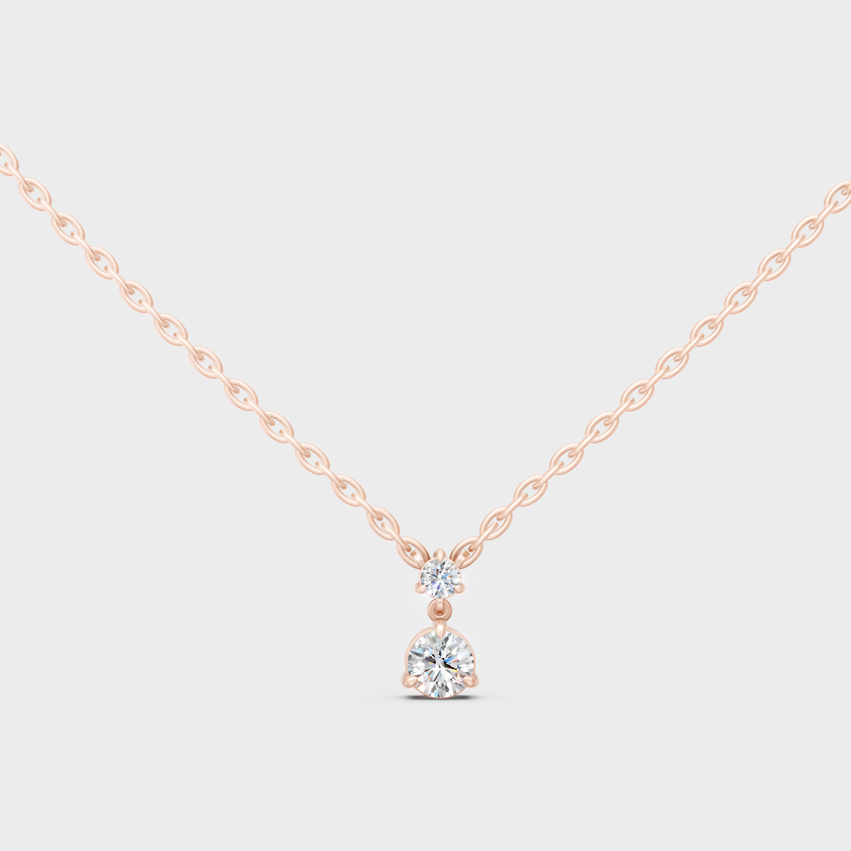0.61 Ct Round Cut Lab-Grown Diamond Pendant In Rose Gold