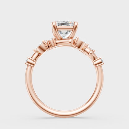 Blush Rose Gold Ring With Hallmarked Multi-Cut Lab-Grown Diamond Design