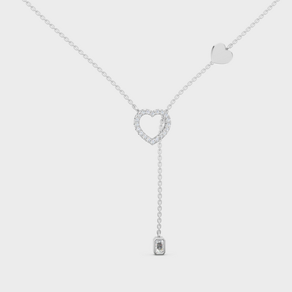 14K White Gold Emerald And Round Lab-Grown Diamond Pendant With Hallmark Gold Quality