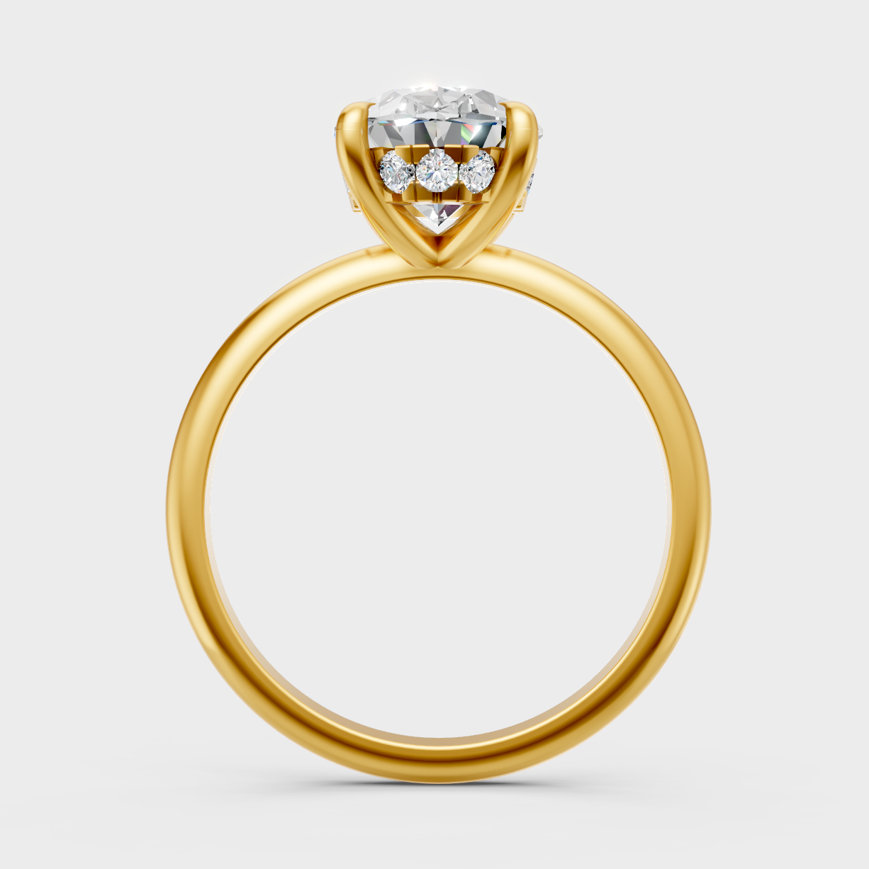 Hallmarked 18K Yellow Gold Ring With 2.59Ct Brilliant Oval Lab Diamond Showcase