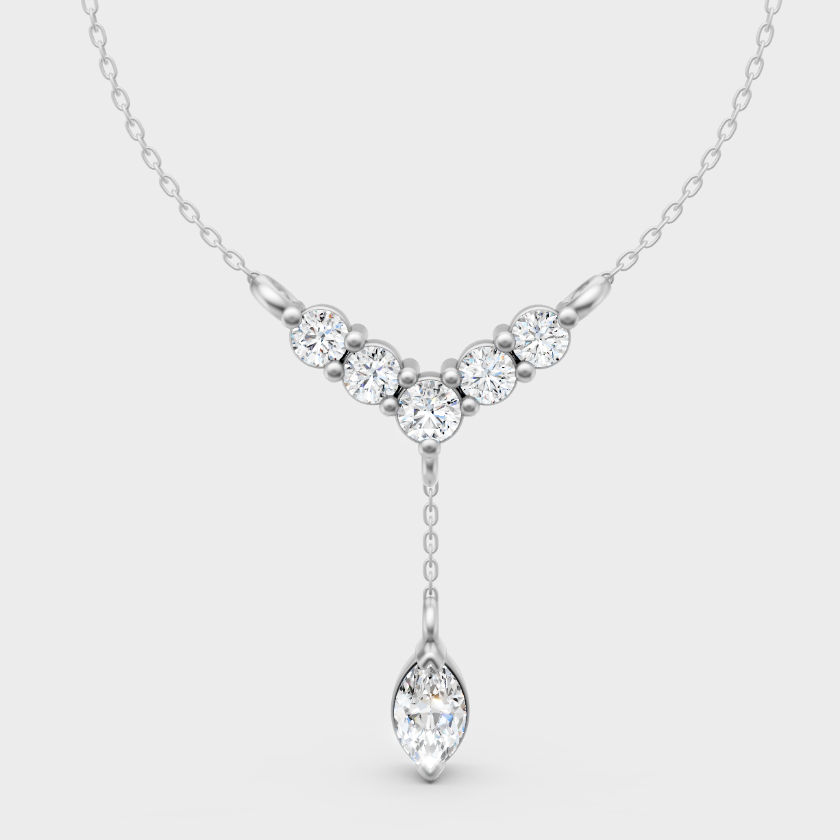 Luxury Round Marquise Diamond Pendant Platinum