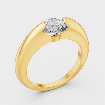 1.5 Carat Round Diamond Ring In Yellow Gold Fine Jewelry