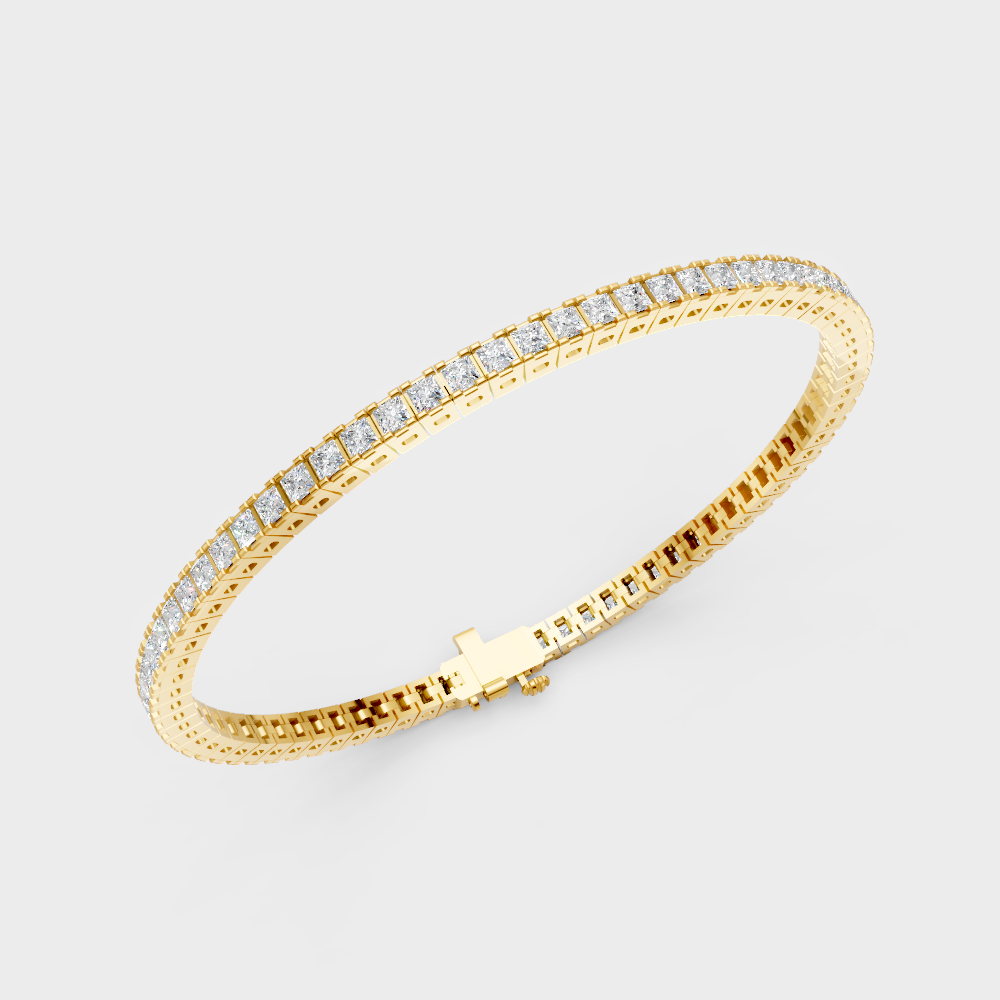 Hallmark 9K Yellow Gold Lab-Grown Princess Cut Diamond Bracelet