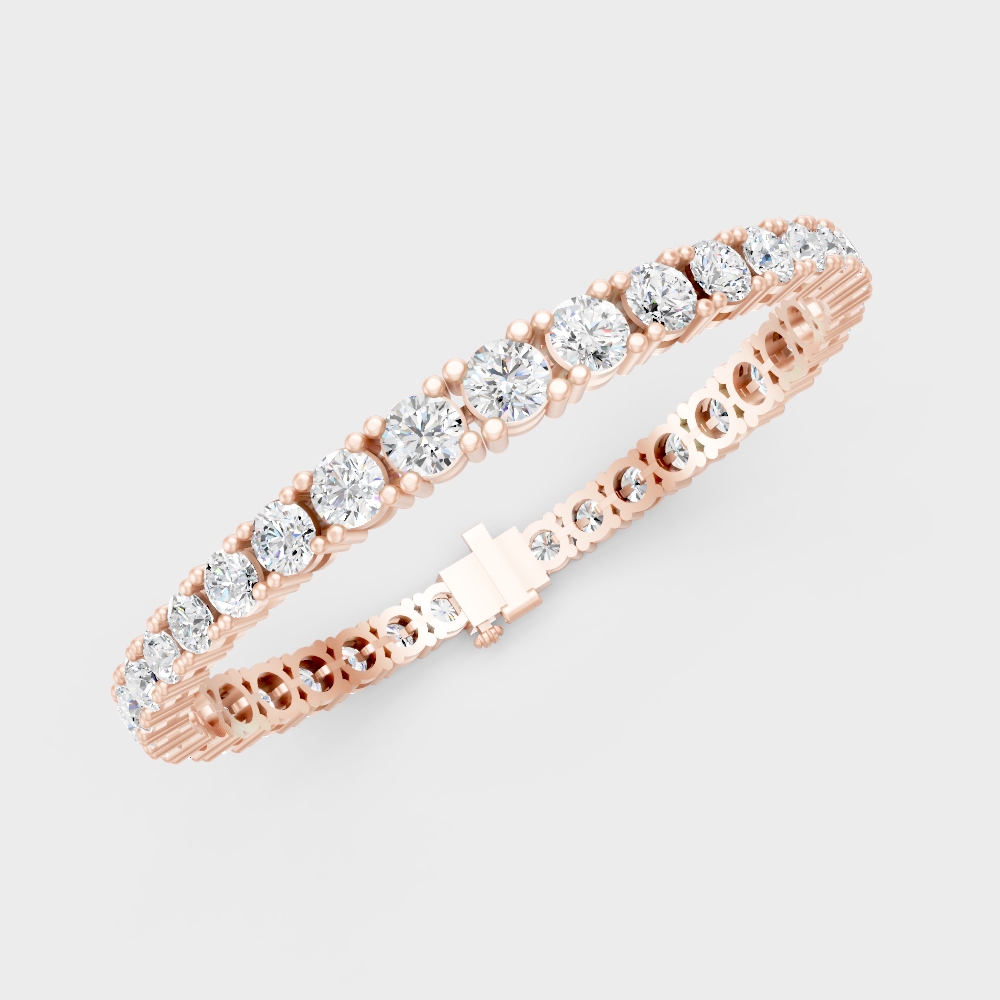 Brilliant Round Diamond Tennis Bracelet Rose Gold