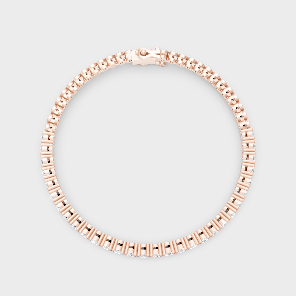 Minimal Round Diamond Tennis Bracelet Rose Gold