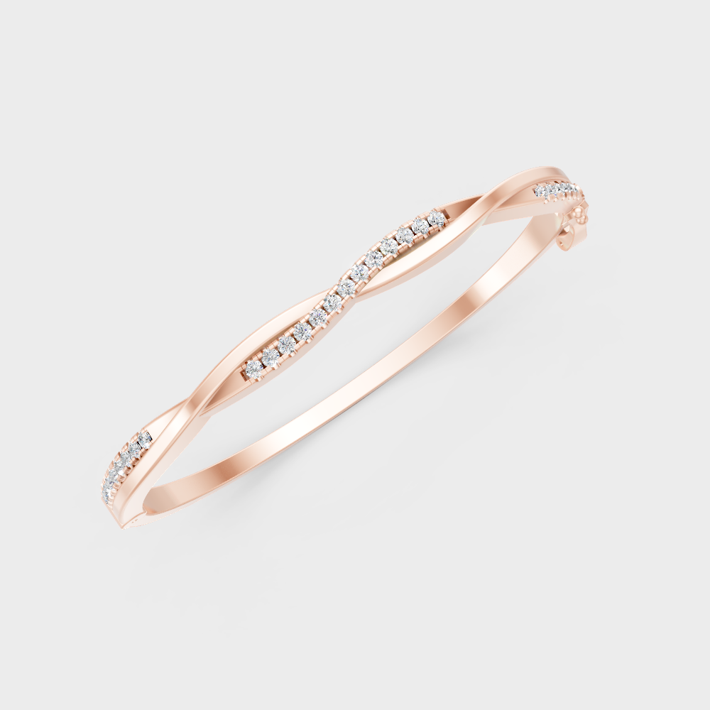 Elegant Round Diamond Kada Bracelet Rose Gold Jewelry