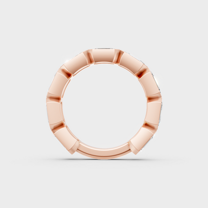 Blush Rose Gold Full Emerald Diamond Band For Sophisticated Sustainable Luxury