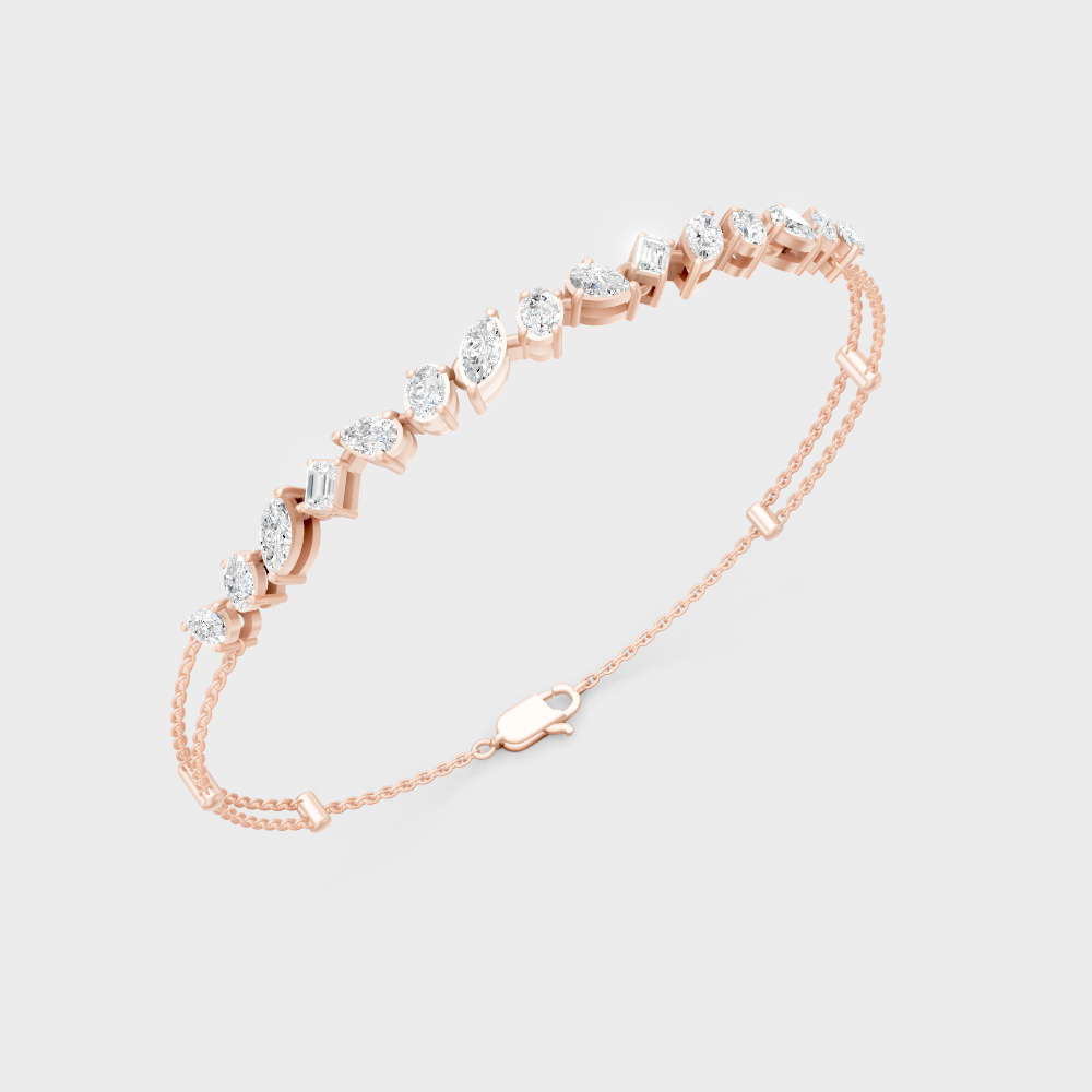 Elegant Lab Diamond Bracelet Multi Cut Rose Gold