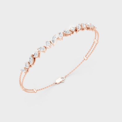 Elegant Lab Diamond Bracelet Multi Cut Rose Gold